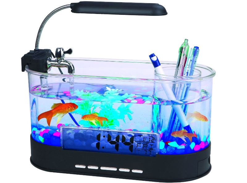 Мини-аквариум с подставкой для канцтоваров и с подсветкой